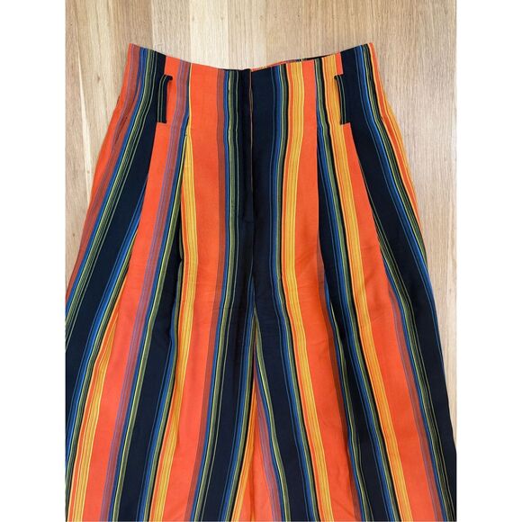 DVF Wide Leg Silk Stripe Pants Size 2 - Picture 6 of 9